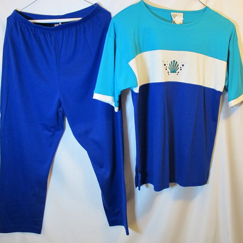 Barbara Gerwit dark blue pants and applique top XL